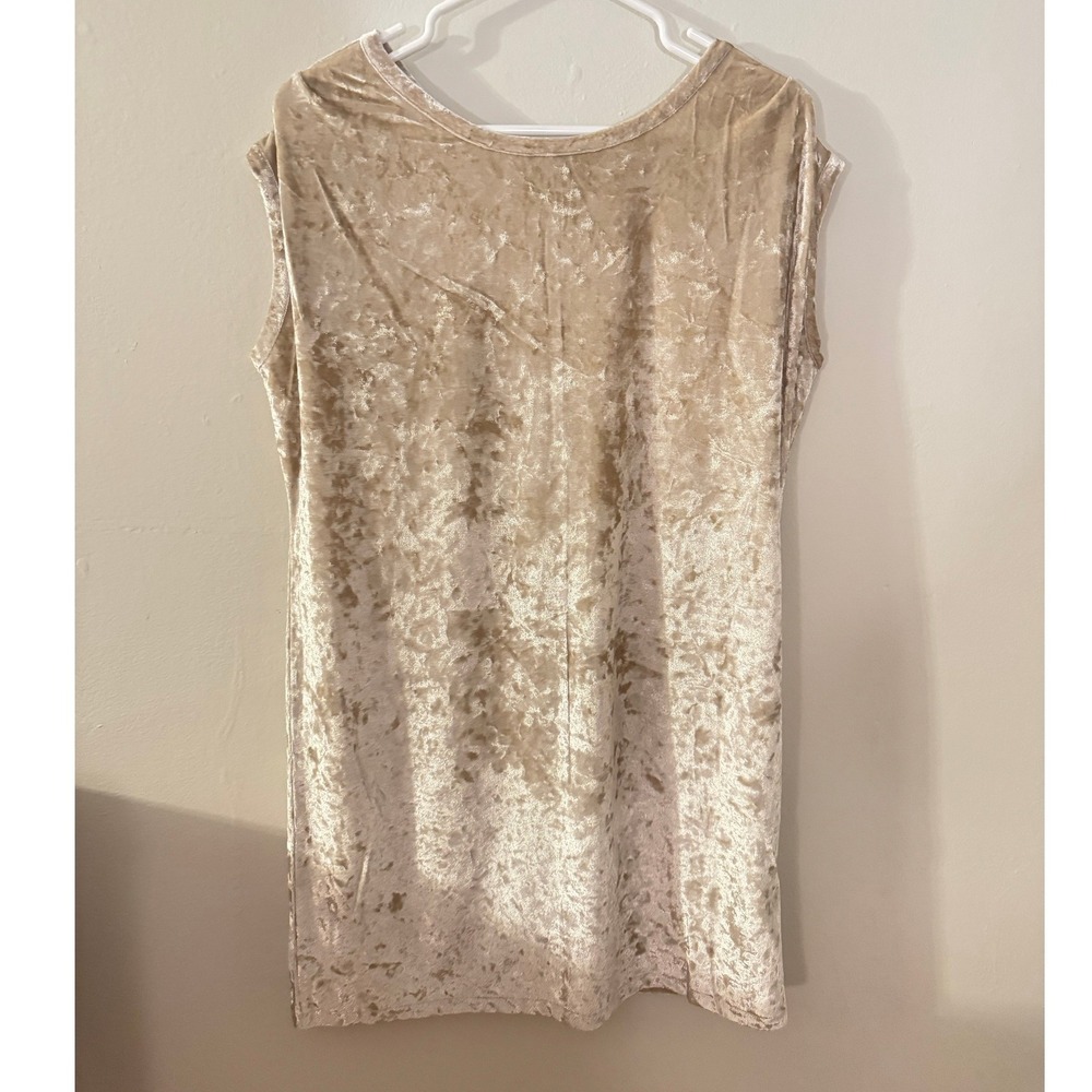 Knot Sisters Champagne Crushed Velvet Sleeveless Mini Dress Beige Medium 419D103